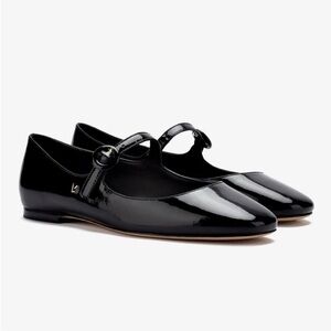 Larroude Blair Ballet Flat - Black Patent - Size 7